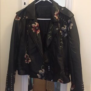 BLANK NYC Embroidered Leather Jacket